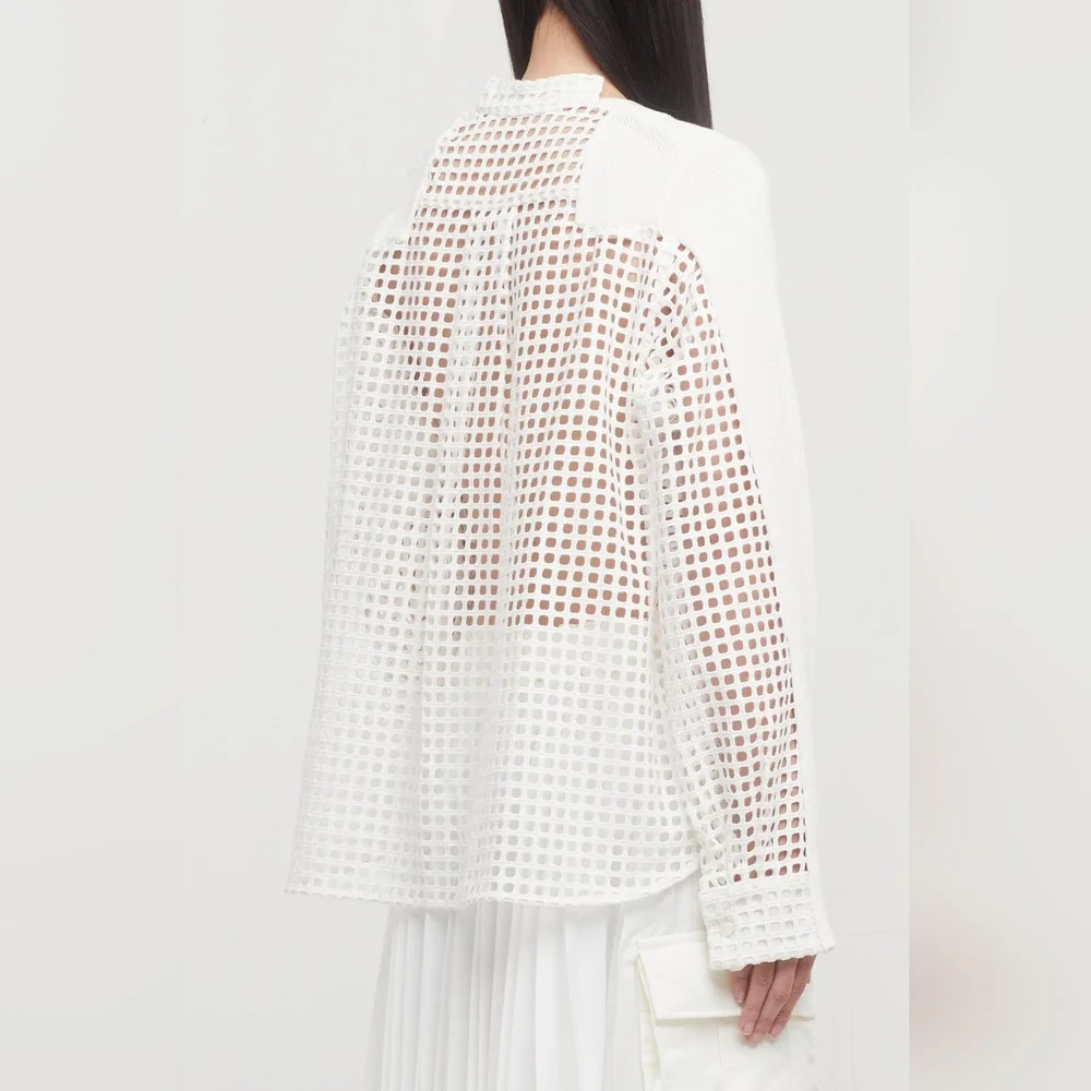 Sacai White Embroidered Cardigan XL - Picture 3 of 14